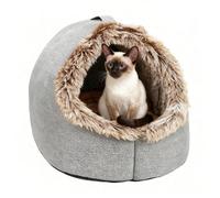 Covered Cat Bed - Soft Plush Nest, Cosy for Pets, Carry Handle Design, Comfortable Sleeping Indoor, Removable Pillow, Warm, Closed Bed | For Kittens, We