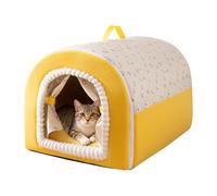 Covered Cat Bed,Soft Warm Sleeping House - Enclosed Cat Bed with Handle | for Puppy Small Pet Indoor Outdoor Home Winter Sleeping