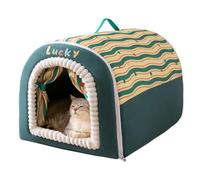 Covered Cat Bed | Soft Warm Sleeping House | Enclosed Pet Cave with Handle | for Puppy Small Pet Indoor Outdoor Home Winter Sleeping