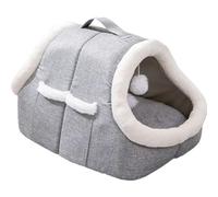 Covered Cat Bed | Thermal Semi-Closed Pet Bed Cave with Side Pocket - Plush Puppy Sleeping Nest | for Winter Bedroom Balcony Indoor Living Room Patio Bedside Apartment