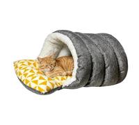 Covered Cat Bed - Warm and Thickened Fleece Lined House | Insulated, closed sleeping nest for the winter, winter thermal cat bed, for home, indoor hotel, bedroom, living room