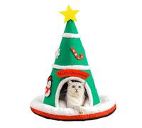 Covered Cat Bed - Warm Christmas Tree Anti-Slip Bottom Pet Supplies, Cats House Small Dog Bed | Puppy Kitten Small Dogs Home Decor for Bedroom, Living Room, Party, Winter Holiday, Apartment, Dorm
