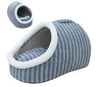 Covered Cat Bed Warm Plush Covered Dog Bed with Removable Mat & Handle Washable Soft for Puppy Kitten Small Pet, 18x12x10 Inch Cat with Cover Hooded