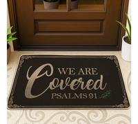 Covered Door Mat, Rustic Modern Psalms We None Black Washable Low Profile Back Doormat Entryway Decor for Front Porch Bathroom Office 29x17 Inch