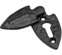 Covered Keyhole Escutcheon Black Antique Fleur-De-Lys Design