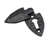 Covered Keyhole Escutcheon Black Antique Fleur-de-LYS Design