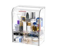 Covered Makeup Organizer, Dustproof Makeup Organizer with Lid - Lotion Showcase | Makeup Storage Box, Portable Cosmetic Organizer and, White., Se référer au descriptif, Refer to description