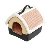 Covered Pet Bed with Arched Doorway, Brown Base and Textured Scratching | A dome-shaped hideaway combines a rounded entry, a brown lower section and a broad textured panel across the outer roof.