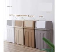 Covered Side Opening Trash Can - 11L Rubbish Bin for Home, Kitchen & Bathroom, White Pulley Dustbin - Stylish & Functional Garbage Container for Easy Disposal