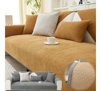 Coverfect Herringbone Chenille Sofa Cover Non Slip,Waterproof,Washable,Pet-Friendly Anti-Slip Sofa Protector Four Seasons Universal for L-Shaped Sofa,3-Cushion Couch,Loveseat (Orange, 35.4″*82.7″)