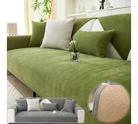 Coverfect Herringbone Chenille Sofa Cover Non Slip,Waterproof,Washable,Pet-Friendly Anti-Slip Sofa Protector Four Seasons Universal for L-Shaped Sofa,3-Cushion Couch,Loveseat (Green, 35.4″*47.2″)