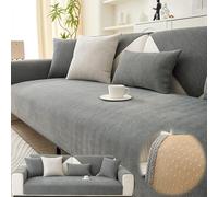 Coverfect Herringbone Chenille Sofa Cover Non Slip,Waterproof,Washable,Pet-Friendly Anti-Slip Sofa Protector Four Seasons Universal for L-Shaped Sofa,3-Cushion Couch,Loveseat (Light Gray, 35.4″*70.9″)