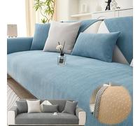 Coverfect Herringbone Chenille Sofa Cover Non Slip,Waterproof,Washable,Pet-Friendly Anti-Slip Sofa Protector Four Seasons Universal for L-Shaped Sofa,3-Cushion Couch,Loveseat (Sky Blue, 35.4″*27.6″)