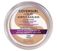COVERGIRL & Olay Simply Ageless Instant Wrinkle Defying Foundation Ivory 0.4 Ounce Pot, Foundation Plus Titanium Dioxide Sunscreen (packaging may vary)
