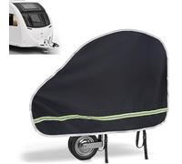 Coverify Caravan Hitch Cover, Heavy Duty Waterproof Oxford fabric, Universal Tow Hitch Cover with Reflective Strips, Towing Protector Towbar Cover for Caravans & Trailers, Black