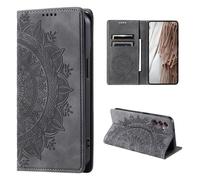 Coveringz Mobile Phone Case for Samsung Galaxy A25 5G - Mobile Phone Case with Card Pocket Phone Case Cover - Foldable Mobile Phone Case with Mandala Design Grey