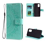 CoverKingz Mobile Phone Case Compatible with Samsung Galaxy A13 5G/Galaxy A04s, Flip Case with Mandala Green Motif, Faux Leather, Card Slot, Stand Function, Magnetic Closure