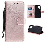 CoverKingz Mobile Phone Case for Samsung Galaxy A12 / M12 - Mobile Phone Case with Card Slot Galaxy A12 / M12 Cover - Mobile Phone Case Foldable Mandala Design Rose Gold