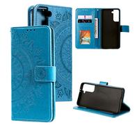 CoverKingz Mobile Phone Case for Samsung Galaxy S21 5G - Mobile Phone Case with Card Slot Flip Cover - Mandala Design Blue