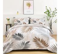Coverless Duvet 135 x 200 cm Reversible Simple Palm Leaf Tropical All Seasons Lightweight Warm Coverless Duvet Camping Winter Soft Warm Comfy Bedding with Pillowcases White