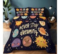 Coverless Duvet 220 x 240 cm Reversible Cartoons Planets Childlike Fun All Seasons Lightweight Warm Coverless Duvet Camping Winter Soft Warm Comfy Bedding with Pillowcases Color