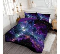 Coverless Duvet 7.5 Tog for Super King, Easy Care Soft Warm Universe Starry Sky Comforter, Cosy and Lightweight Sagittarius Galaxy Quilt,Washable Breathable 264x230cm Quilted for Beds Purple