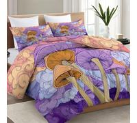 Coverless Duvet Art Mushrooms Cloud Patterns Breathable Quilt King Size Reversible Summer Quilted Duvet Cosy and Lightweight Breathable Bedspreads Quilted Purple