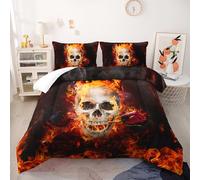 Coverless Duvet Burnt Orange Skull Coverless Duvet Single Microfiber Bedspread All Seasons Quilted Bedspreads Breathable Comforter Soft Quilted Throw +2 Pillowcases(50x75cm) 173x218cm