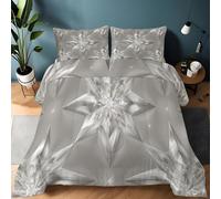 Coverless Duvet Double 10.5 Tog, Geometric Stars Soft Warm Microfibre Comforter 200 x 200 cm Quilted Summer Duvets Lightweight Comfortable Grey Reversible Washable Duvet with Pillowcase