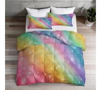 Coverless Duvet Double 4.5 Tog - Dreamy Romantic Gradient Rainbow Polka Dots Spring Summer Reversible Comforter with 2 Pillowcases, 200 x 200 cm Quilt Lightweight & Cosy for All Season, Multicoloured