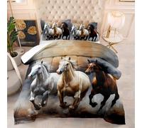 Coverless Duvet Double Brown Gray Horse Coverless Duvet Kids Microfiber Comforter Double Bed Lightweight Quilted Bedspread All Seasons Quilted Bed Throw+2 Pillowcases(50x75cm) 203x228cm