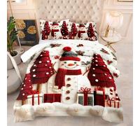 Coverless Duvet Double Christmas Tree Red Comforter Microfiber Comforter Double Bed All Seasons Quilted Bed Throw Breathable Quilted Bedspreads Coverless Duvets+2 Pillowcases(50x75cm) 228x228cm