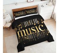 Coverless Duvet Double Music Pattern, Bedroom Decor, Gift, Musical Note Bedding Comforter Set 3 Piece, 2 Pillowcases, Soft All Season Quilt 10.5 Tog - S&E1726