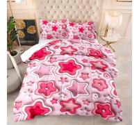 Coverless Duvet Double Pink Star Heart Coverless Duvet Kids Microfiber Quilted Bedspreads Lightweight Bed Comforter All Seasons Bedspreads Double Size+2 Pillowcases(50x75cm) 228x228cm