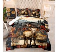 Coverless Duvet Double Retro Leaf Animals Coverless Duvet Kids Microfiber Comforter Double Bed Lightweight Quilted Bedspread All Seasons Quilted Bed Throw+2 Pillowcases(50x75cm) 200x200cm