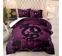 Coverless Duvet Elegant Purple Dragon Coverless Duvet Double Microfiber Quilted Bedspreads Lightweight Bedspreads Double Size All Seasons Comforter+2 Pillowcases(50x75cm) 140x200cm