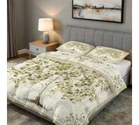 Coverless Duvet Emperor Green Tree Pattern, Bedroom Decor, Gift, Boho Tree of Life Bedding Comforter Set 3 Piece, 2 Pillowcases, Soft All Season Quilt 10.5 Tog - S&E4020