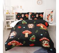 Coverless Duvet Hedgehog Mushroom Coverless Duvet Single Microfiber Bedspread All Seasons Quilted Bedspreads Breathable Comforter Soft Quilted Throw +2 Pillowcases(50x75cm) 140x200cm