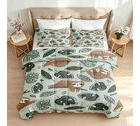 Coverless Duvet King 7.5 Tog Sloth Cute Animal Machine Washable | Reversible King Duvets All Seasons, Monstera Leaf Bedding Set, Soft Lightweight Quilt and Pillowcase 1/531