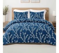 Coverless Duvet King Size 230x220cm, Flower Printing Reversible Duvets King Size Washable Coverless Duvet, Retro Style Travel Camping Soft Warm Comfy Bed Set with 2 Pillowcases
