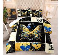 Coverless Duvet King Size Gold Black Insect Coverless Duvet Kids Microfiber Quilted Bedspreads Lightweight Quilted Bedspreads King Size All Seasons Bed Comforter+2 Pillowcases(50x75cm) 260x230cm