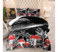 Coverless Duvet King Size Moon Red Mushroom Coverless Duvet Kids Microfiber Comforter Lightweight Quilted Bedspread All Seasons Bedspreads King Size Bed Comforter+2 Pillowcases(50x75cm) 228x228cm