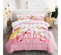Coverless Duvet King Size Pink Rabbit Comforter Soft Microfiber Comforter King Size Breathable Quilted Bed Throw All Seasons Quilted Bedspreads Washable Bedding+2 Pillowcases(50x75) 260x230