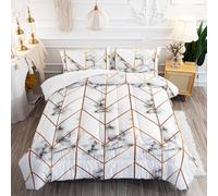Coverless Duvet King Size White Marble Comforter Soft Microfiber Comforter King Size Breathable Quilted Bed Throw All Seasons Quilted Bedspreads Washable Bedding+2 Pillowcases(50x75cm) 220x240cm