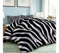 Coverless Duvet King Summer 7.5 Tog Printed Comforter, Animal Zebra Print Pattern Quilt Set, Modern Minimalism Design Washable Fluffy Soft with 2 Pillowcases 50x75cm