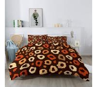 Coverless Duvet Leopard Print Texture 220 x 240 cm Reversible Printed Soft Coverless Duvet, Super King Size Breathable Quilt for All seasons, Minimalist Art Non-Allergenic Quilted, Orange Brown