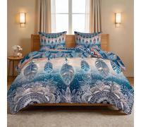 Coverless Duvet - Modern Elegant Washable Quilted Duvet for All Seasons, Dreamcatcher Feathers Mandala Pattern Breathable Quilt, No Cover Needed Integrated Design for No Ironing - Super King 260×220cm