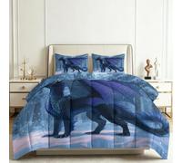 Coverless Duvet Set 135x200cm Fantasy Cartoon Flying Dragon Down Alternative Comforter Set with 2 Pillowcases, Reversible Cotton Soft Warm Bed Quilt, Machine Washable