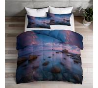 Coverless Duvet Set 155 x 220 cm with 2 Pillowcases, 7.5 Tog Reversible Duvet for All Seasons with Art Photography Sky Marine, Lightweight and Warm Comforter, Multicolored