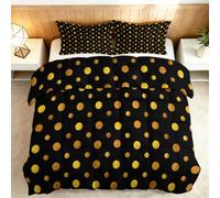 Coverless Duvet Set 260x220cm Golden Art Dots Down Alternative Comforter Set with 2 Pillowcases, Reversible Cotton Soft Warm Bed Quilt, Machine Washable